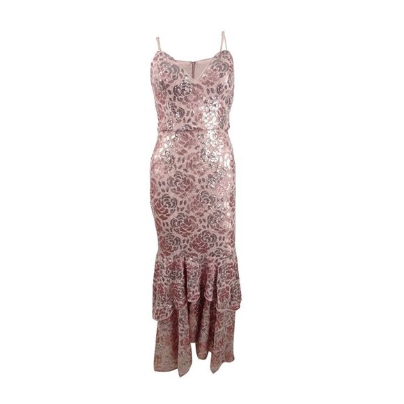 Betsy & Adams Women's Sequin Ruffled Midi Dress - Rose - Picture 1 of 2